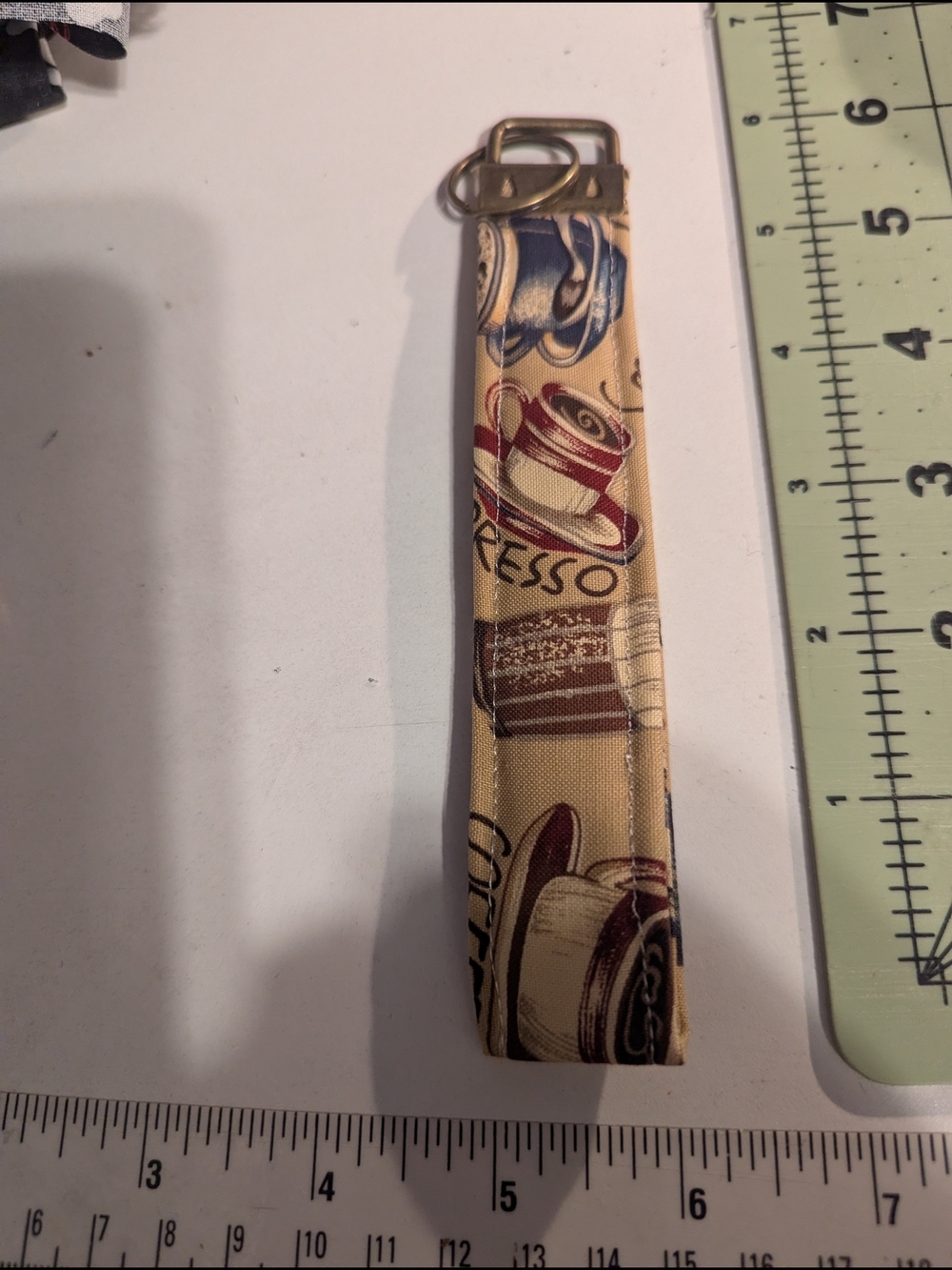 Coffee Print Beige Key Wristlet Key Holder